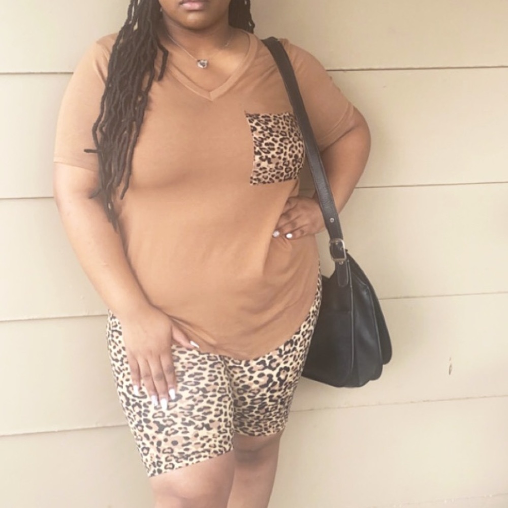 Biker Short Cheetah Print Set